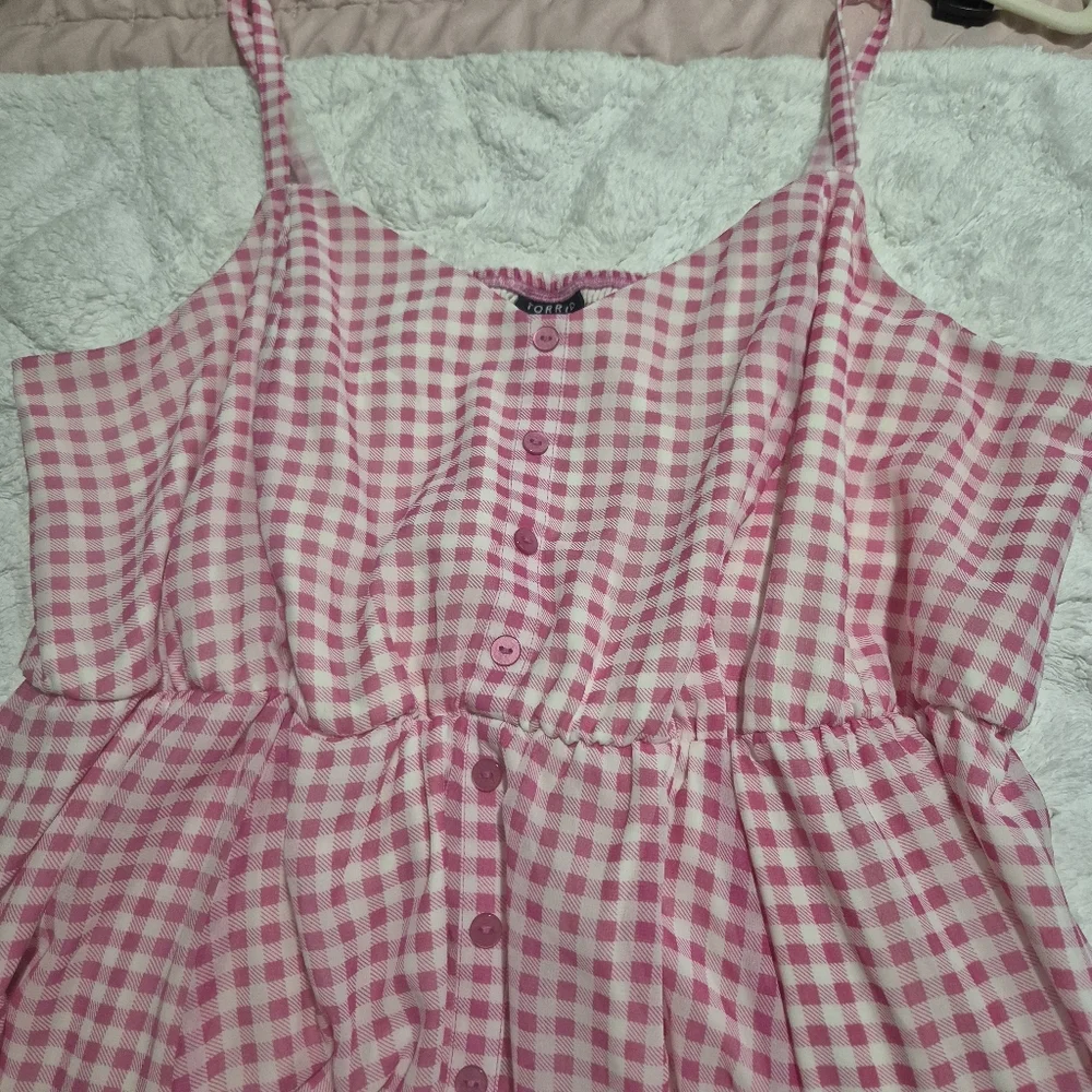 NWT TORRID Hot Pink Gingham Button Midi  Sundress..SIZE:2 - Picture 14 of 15